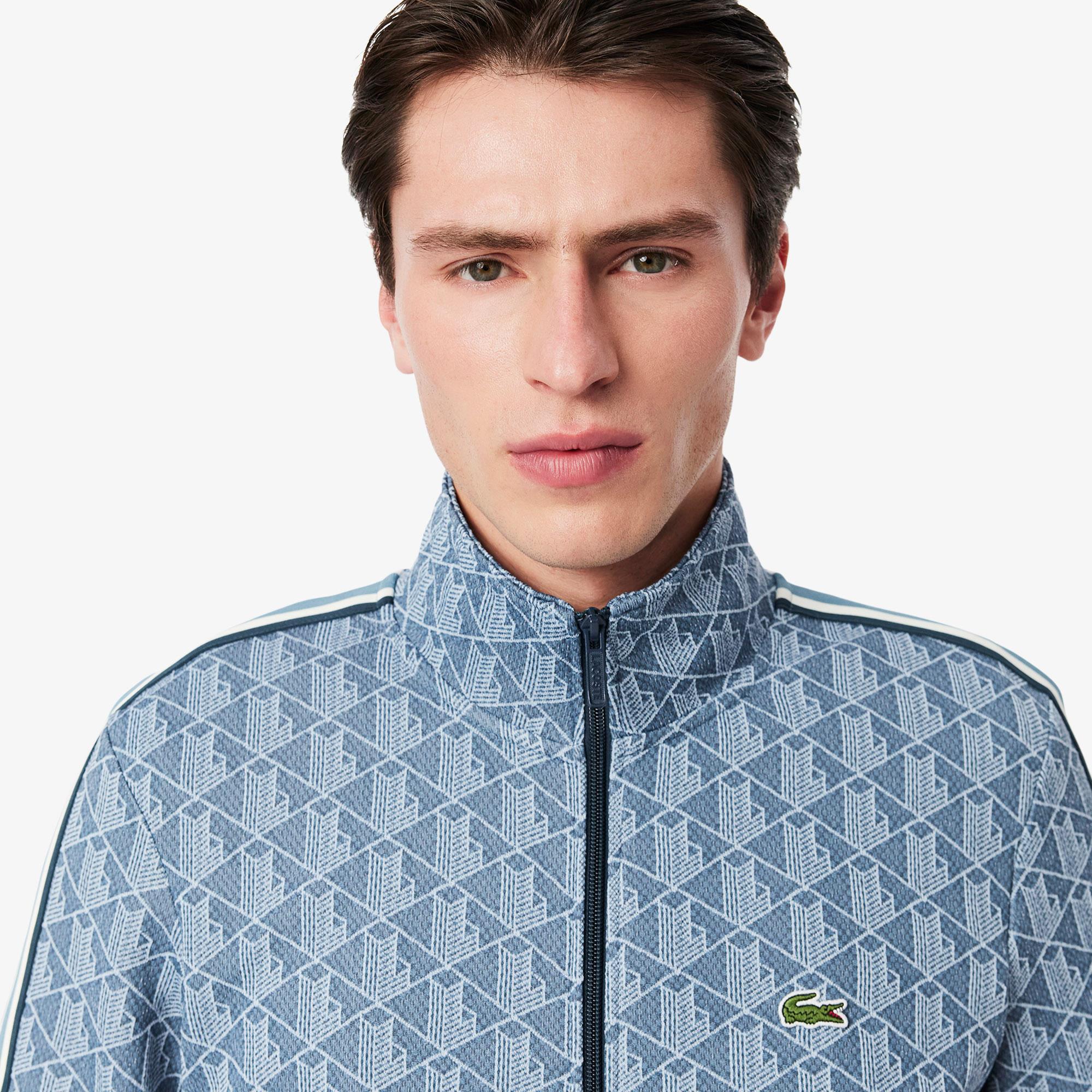 Lacoste Mens Paris Jacquard Monogram Zipped Sweatshirt Falcon/Overview